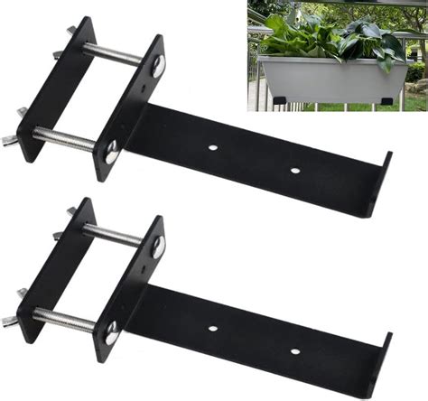 planter box with black metal brackets|planter brackets for patio railing.